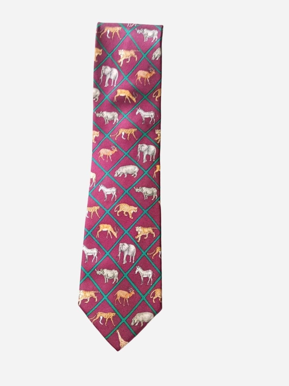 Men's Burgundy Animal-Pattern Silk Tie Allyn Neckwear